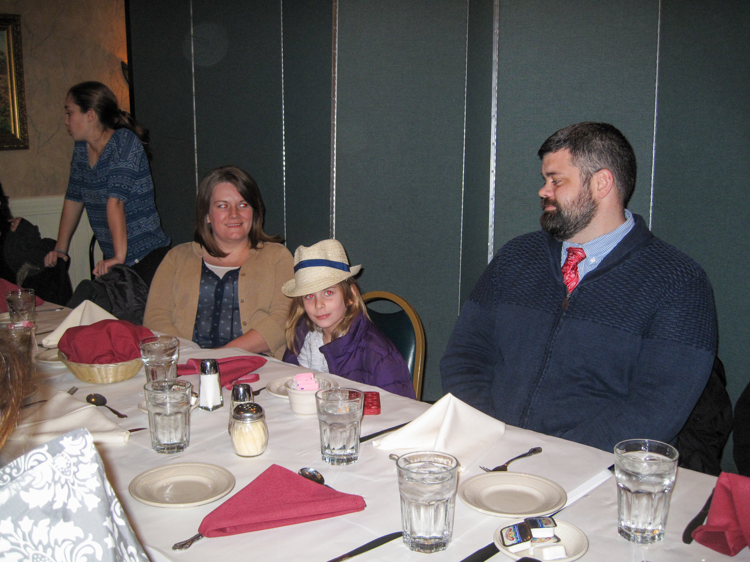 Celebrating the 50th Wedding Anniversary of Shirley & Joel Sexton.  Angie, Nila and Robert Meeker
Location:  TAT Restaurant, Columbus OH
Date:  29 Mar 2014
Source:  Julane Crabtree