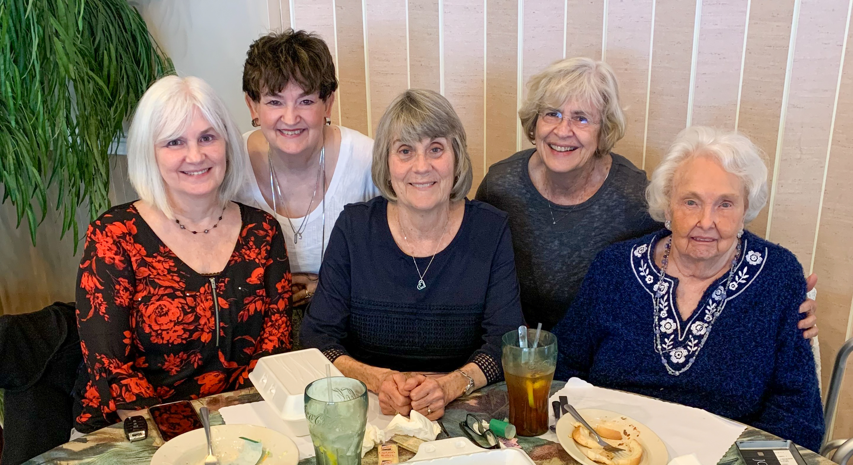 Visit to Mom's in Apr where we met for lunch.  L2R:  Heather Ward, Julane Crabtree, Barb Argabrite, Linda Feltz, Carol Curtis          Location:  Clarksburg WV                       Source:  Linda Feltz   Date: 13 Apr 2021
