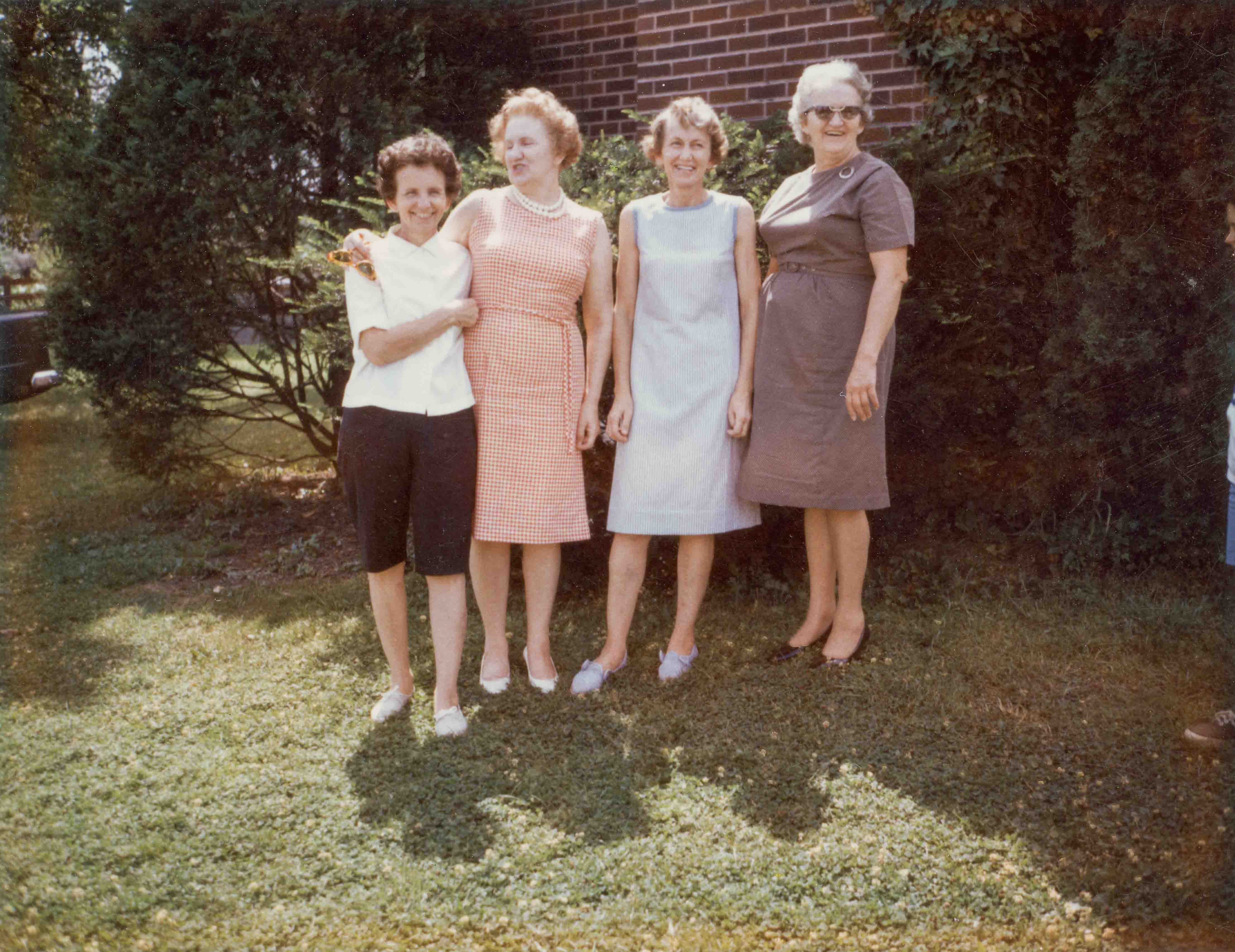 Pauline Brooks Daugherty,  Hazel Brooks Houchin, Mary Doris Brooks Gaston,
Iris Brooks Warren
On the back Gramma wrote:  How do you like my red hair?  I had a brown rinse but it turned red!
Location: Probably at the Gaston home in Buchannon WV
Source:  Hazel Brooks Betler Houchin
Date:  1962 (approx)